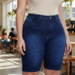 Bermuda Jeans Feminina Ciclista Plus Size Flex