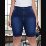 Bermuda Jeans Feminina Ciclista Plus Size Flex