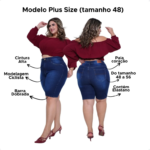 Bermuda Jeans Feminina Ciclista Plus Size Flex