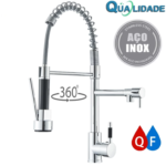 Torneira Cozinha Gourmet Inox Flexivel Para Monocomando Bifuncional Torneiras De Pia Retráteis Com Spray Extensor