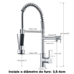 Torneira Cozinha Gourmet Inox Flexivel Para Monocomando Bifuncional Torneiras De Pia Retráteis Com Spray Extensor