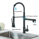 Torneira Cozinha Gourmet Inox Flexivel Para Monocomando Bifuncional Torneiras De Pia Retráteis Com Spray Extensor