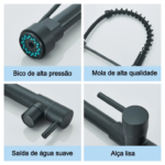 Torneira Cozinha Gourmet Inox Flexivel Para Monocomando Bifuncional Torneiras De Pia Retráteis Com Spray Extensor