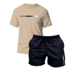Kit Camiseta Unissex Casual Algodão Básica Premium Estilo + Short Tactel Piscina Corrida Mauricinho