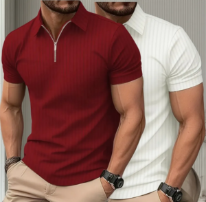 Kit 2 Camisetas Polo Manga Curta Ziper Masculina Canelada