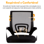 Cadeira De Escritorio Home Office Giratoria Com Tela Mesh