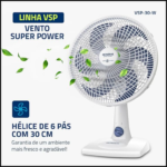 Ventilador de Mesa 30cm Super Power, Mondial, 60W – VSP-30-W