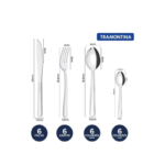 Faqueiro Tramontina Búzios cem Aço Inox com Detalhe 24 Peças