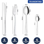 Faqueiro Tramontina Búzios cem Aço Inox com Detalhe 24 Peças