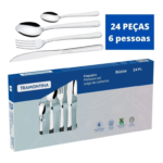 Faqueiro Tramontina Búzios cem Aço Inox com Detalhe 24 Peças