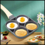 Frigideira Multifuncional Antiaderente 4em1 E 3em1 / 7 OU 4 Furos Ovos Hambúrguer Omelete Com Alça De Madeira