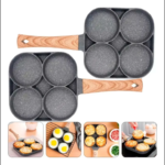 Frigideira Multifuncional Antiaderente 4em1 E 3em1 / 7 OU 4 Furos Ovos Hambúrguer Omelete Com Alça De Madeira
