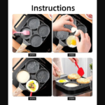 Frigideira Multifuncional Antiaderente 4em1 E 3em1 / 7 OU 4 Furos Ovos Hambúrguer Omelete Com Alça De Madeira