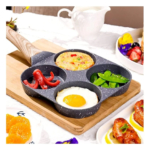 Frigideira Multifuncional Antiaderente 4em1 E 3em1 / 7 OU 4 Furos Ovos Hambúrguer Omelete Com Alça De Madeira