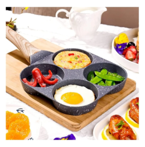 Frigideira Multifuncional Antiaderente 4em1 E 3em1 / 7 OU 4 Furos Ovos Hambúrguer Omelete Com Alça De Madeira