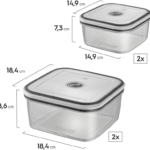 Potes Herméticos Electrolux de Plástico Cinza Retangular com 12 Unidades
