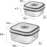 Potes Herméticos Electrolux de Plástico Cinza Retangular com 12 Unidades