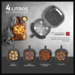 Fritadeira Elétrica Air Fryer WAP WAFF2-C Family 4 Litros Antiaderente Cinza