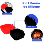Kit 2 Forma de Silicone Air Fryer Grande 20CM Assadeira Fritadeira Quadrada