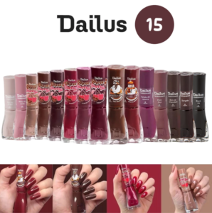 Kit 15 Esmaltes Dailus Preferidos – Atacado – Tons Vermelho Escuros e Nude Lançamentos