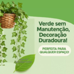 Arranjo c/ 3 Trepadeira Folha de HERA + Vaso Trançado Marrom