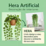 Arranjo c/ 3 Trepadeira Folha de HERA + Vaso Trançado Marrom