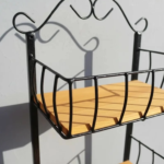 Fruteira Para Parede Com 3 Cestos Em Ferro e Madeira Rustica Preto