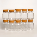 Kit de Potes de Tempero em Vidro com Rolha de Cortiça, 200ml, Inclui Cartela com Adesivos à Prova d’água