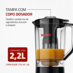 Liquidificador 3 velocidades Turbo Power preto – L-99FB – Mondial
