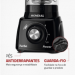 Liquidificador 3 velocidades Turbo Power preto – L-99FB – Mondial