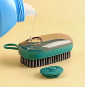 Escova de Limpeza Lavar Roupas sapato Louças Tênis Estofado C/ Recipiente Dispenser P/ Sabão Detergente