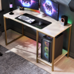 Mesa Escrivaninha Gamer e Home Office Tóquio Estilo Industrial com Prateleira em Aço e MDF