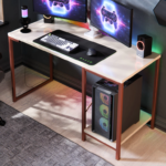 Mesa Escrivaninha Gamer e Home Office Tóquio Estilo Industrial com Prateleira em Aço e MDF