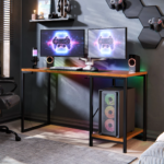 Mesa Escrivaninha Gamer e Home Office Tóquio Estilo Industrial com Prateleira em Aço e MDF