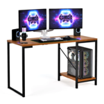 Mesa Escrivaninha Gamer e Home Office Tóquio Estilo Industrial com Prateleira em Aço e MDF
