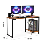 Mesa Escrivaninha Gamer e Home Office Tóquio Estilo Industrial com Prateleira em Aço e MDF