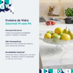 Fruteira Saladeira Vidro Pé Gourmet Cozinha Mesa Jantar Buffet Decoração Centro Mesa Vidro Ruvolo