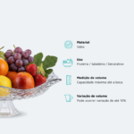 Fruteira Saladeira Vidro Pé Gourmet Cozinha Mesa Jantar Buffet Decoração Centro Mesa Vidro Ruvolo