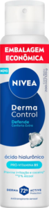 NIVEA Desodorante Antitranspirante Aerossol Derma Control Defende 200ml, Proteção 72h, Previne Irritações, Ácido Hialurônico, Conforto Extra
