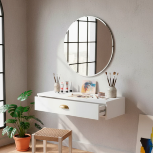 Penteadeira Suspensa com Gaveta Multifuncional Corrediça Organizadora Maquiagens Hall de Entrada Lar