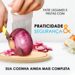 Cortador de Vegetais Inox Fatiador de Cebola Batata Tomate com Apoio Alça Cozinha