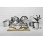 Jogo de Panelas Tramontina Solar em Aço Inox com Fundo Triplo e Tampas de Inox 6 Peças