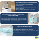 Lixeira Automática 16L com Sensor de Movimento Inteligente Recarregável para Banheiro Cozinha