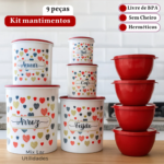 Kit potes de mantimentos para cozinha 5 peças + 4 potes Boll redondos
