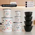 Kit potes de mantimentos para cozinha 5 peças + 4 potes Boll redondos