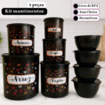 Kit potes de mantimentos para cozinha 5 peças + 4 potes Boll redondos