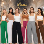 Calça Pantalona Feminina Tecido Duna com Bolsos Cintura Alta Elegante