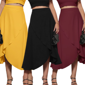 Saia Longa Envelope Feminino Transpassada Ajustável De Amarrar