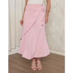 Saia Longa Envelope Feminino Transpassada Ajustável De Amarrar