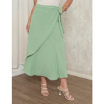 Saia Longa Envelope Feminino Transpassada Ajustável De Amarrar